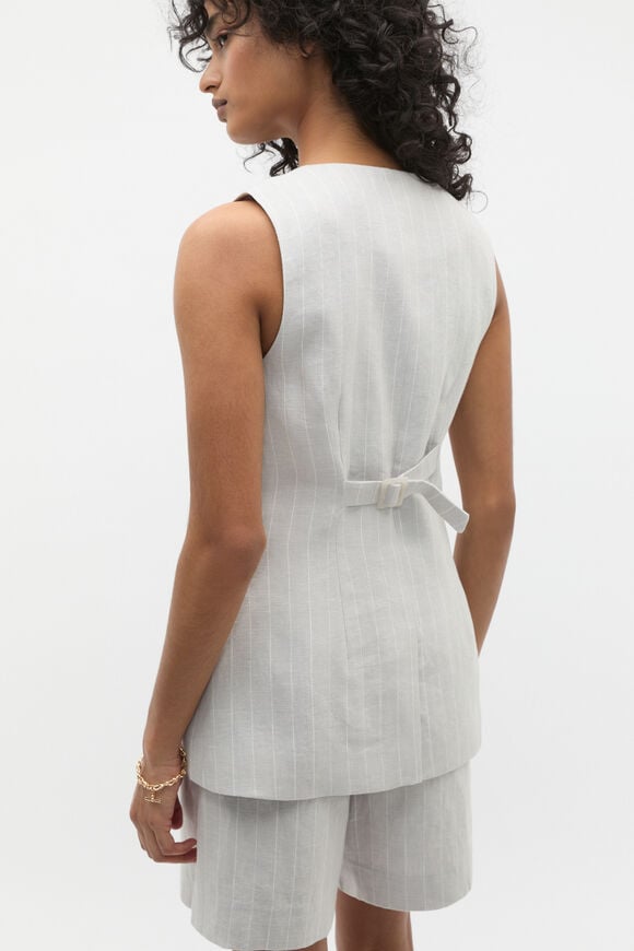 Linen Pinstripe Vest  Cloud Grey Pinstripe Linen Pinstripe Vest  Cloud Grey Pinstripe  hi-res