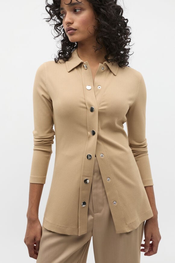 Placket Detail Polo Top  Rye Placket Detail Polo Top  Rye  hi-res