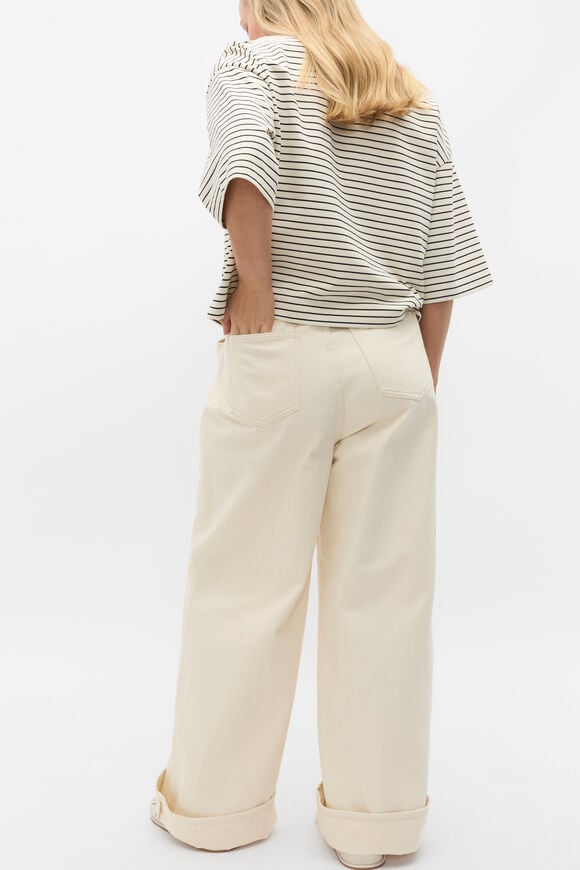 Oversized Polo Tee  Tofu Stripe Oversized Polo Tee  Tofu Stripe  hi-res