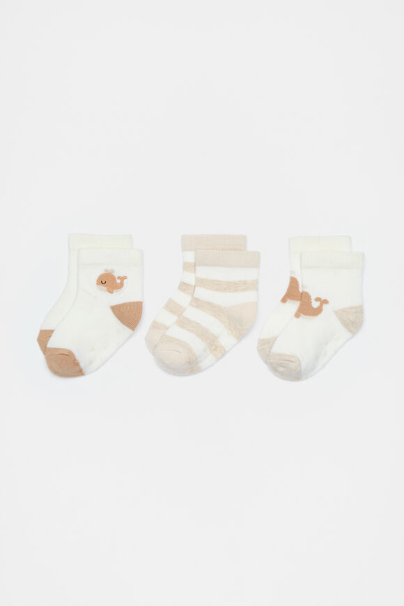 Whale Sock 3 Pack  Oat  hi-res