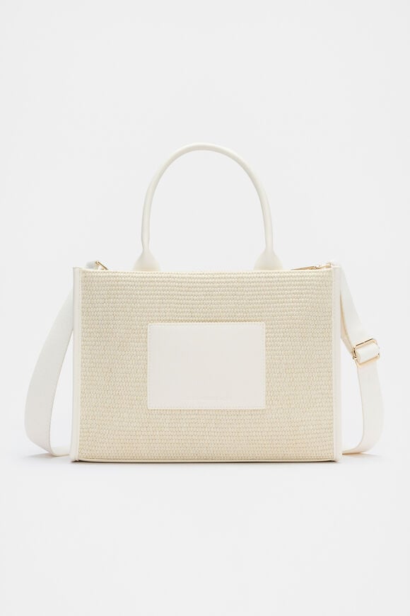 Structured Woven Mini Tote  Cream Structured Woven Mini Tote  Cream  hi-res