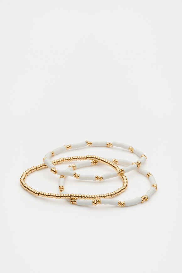 Stretch Bead Bracelet  White Stretch Bead Bracelet  White  hi-res