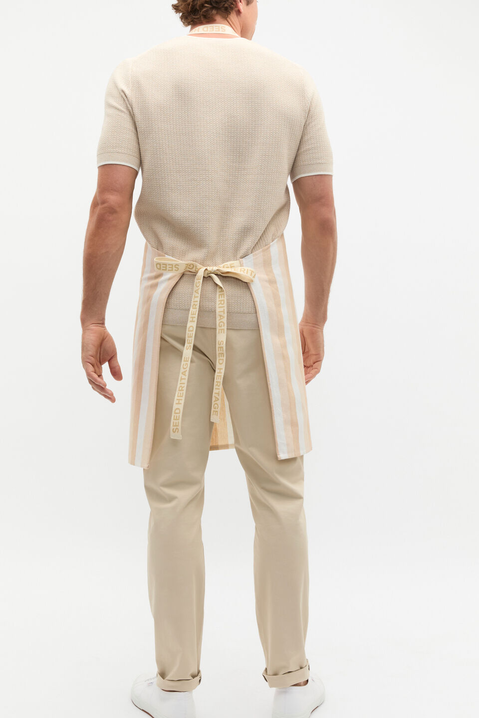 Alyra Stripe Adult Apron  Ecru