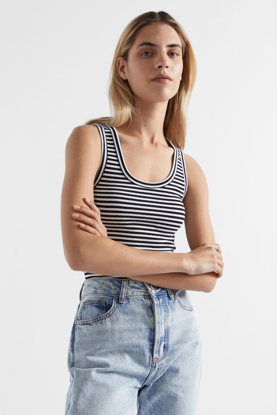 Core Rib Singlet  Mono Stripe