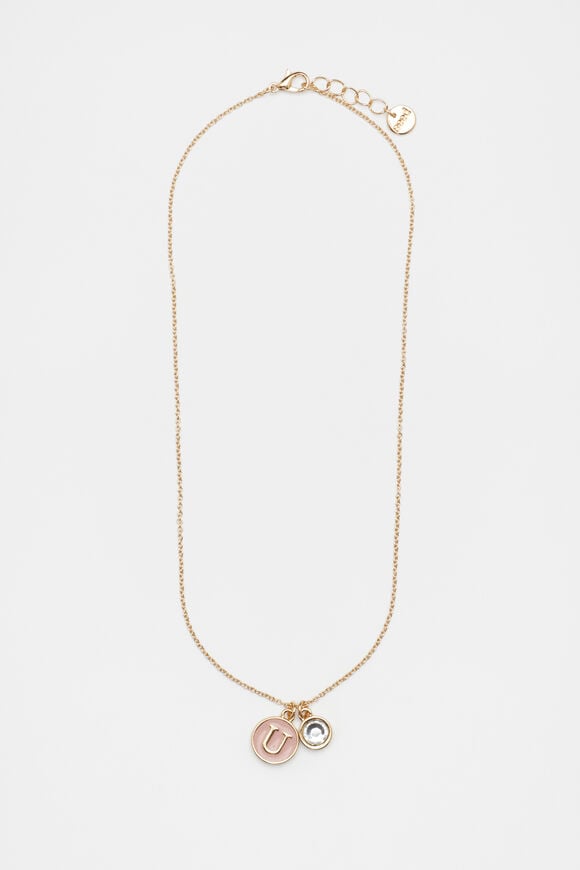 Initial Enamel Necklace  U  hi-res