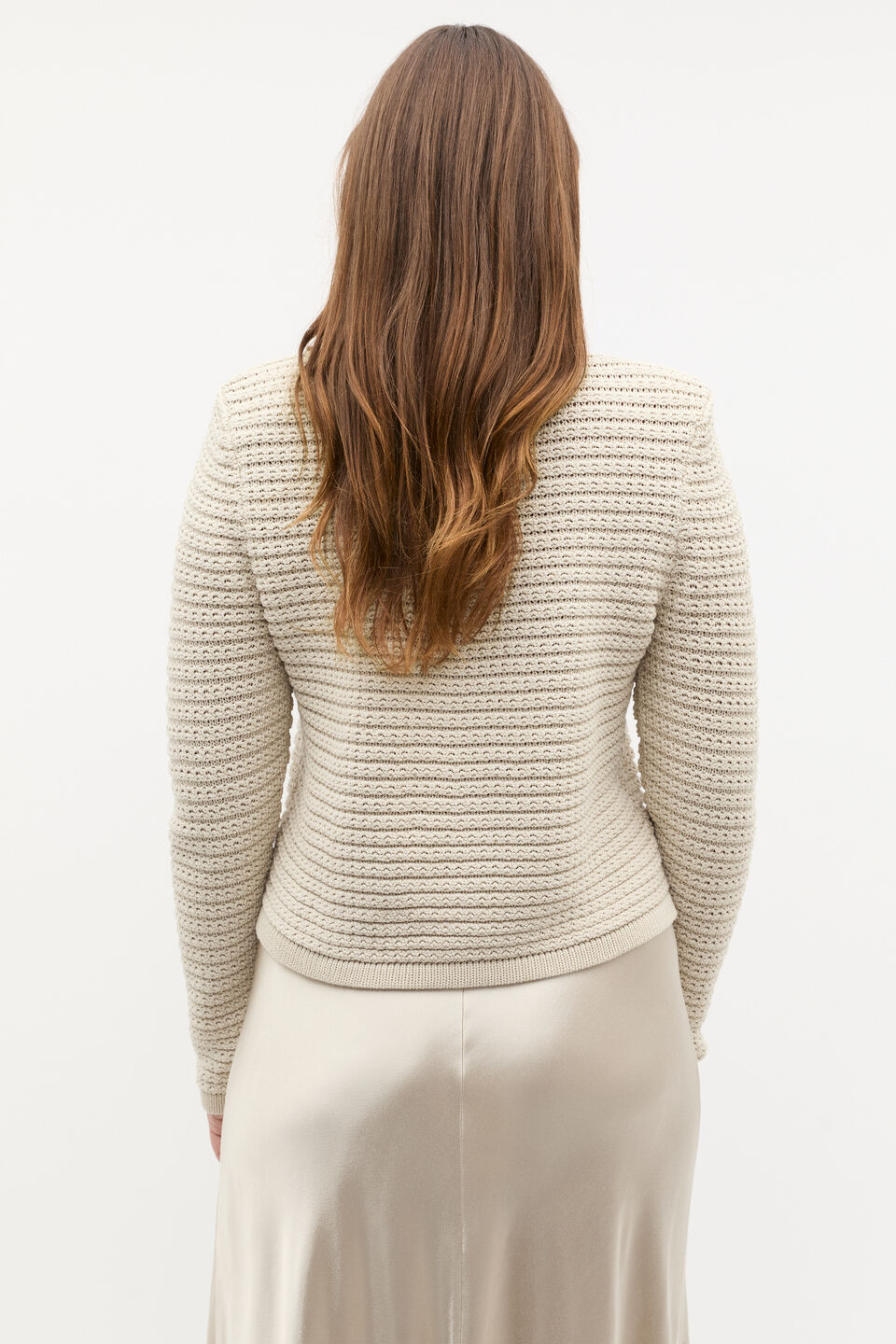 Crochet Knit Cardigan  Oat