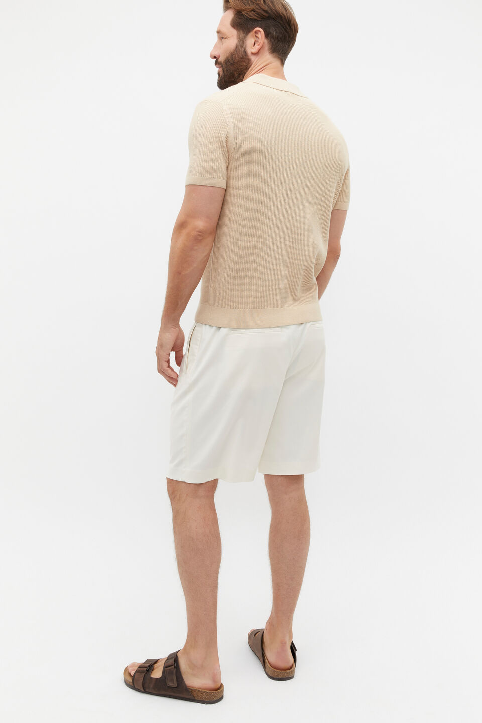 Button Down Open Knit  Sandshell