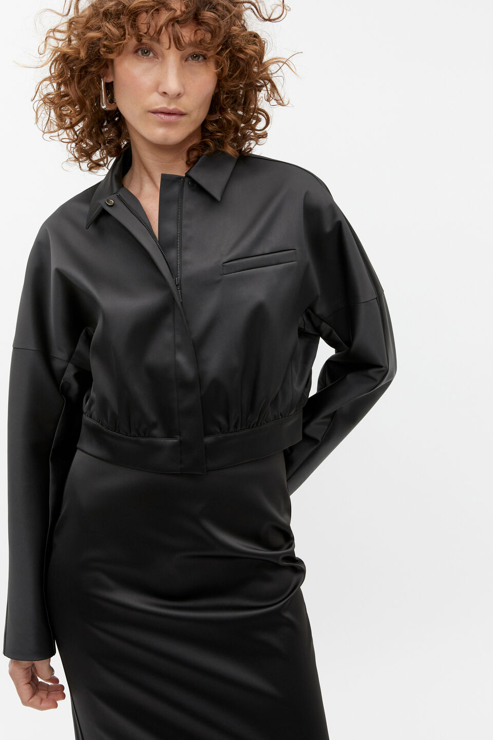 Sateen Bomber Jacket  Black