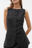Linen Vest Top  Black  hi-res