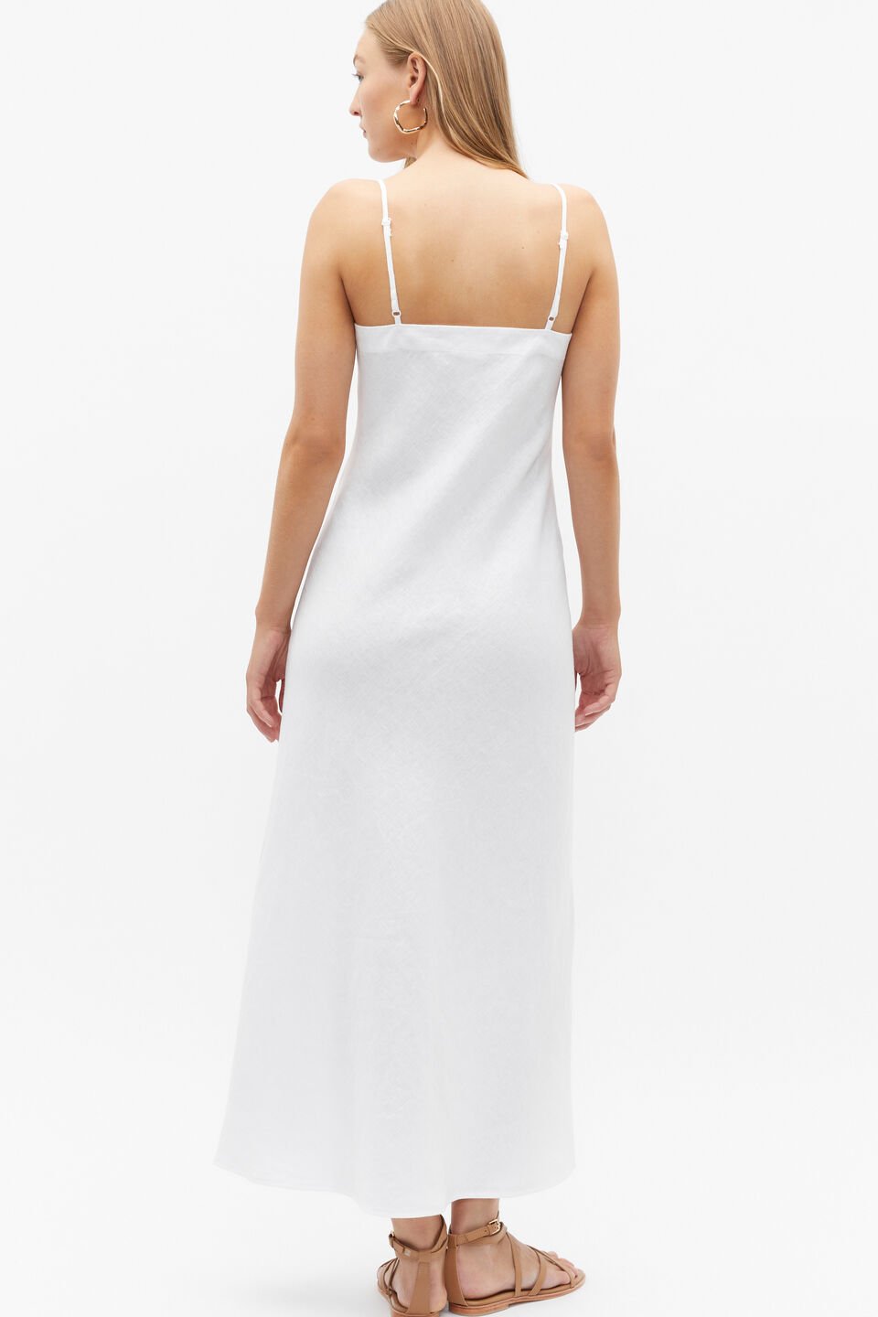 Core Linen Square Neck Slip Dress  Whisper White