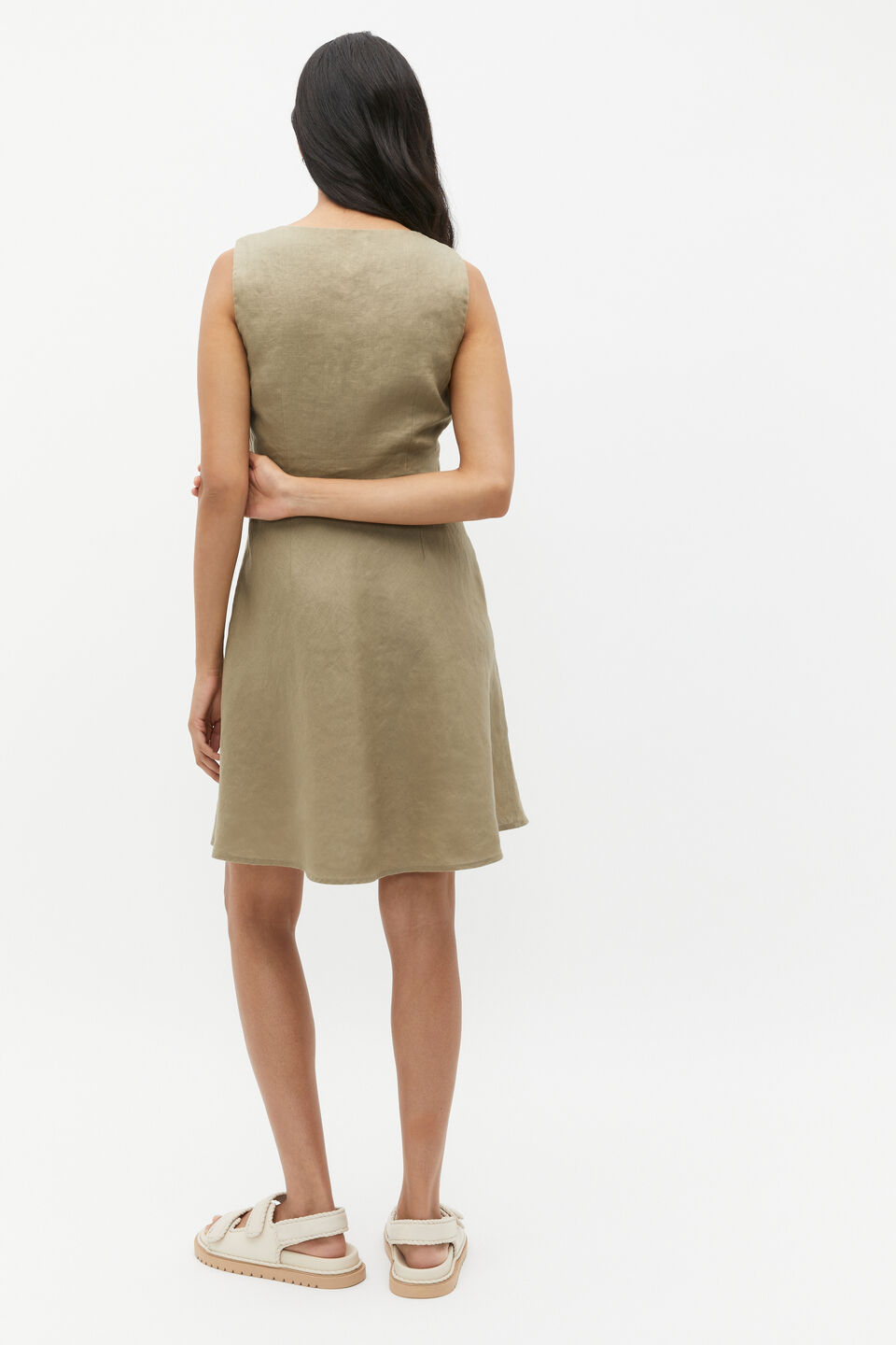 Linen Twist Front Mini Dress  Rosemary