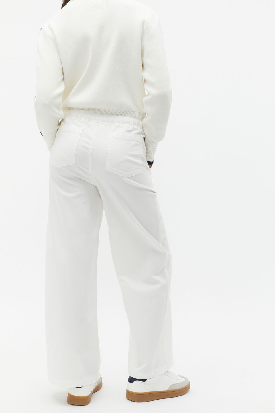 Elasticated Patch Pant  Light Cream