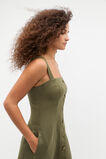Linen Square Neck Button Midi Dress  Rainforest  hi-res