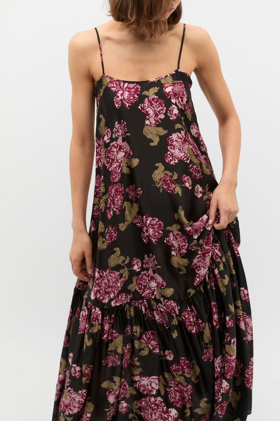 Silk Floral Midi Dress  Floral Multi