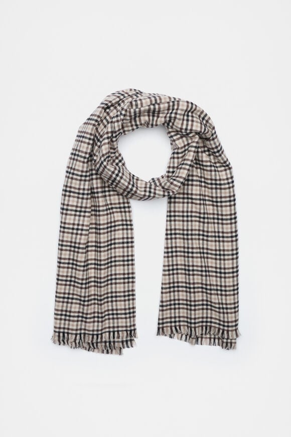 Multi Check Scarf  Dark Espresso  hi-res