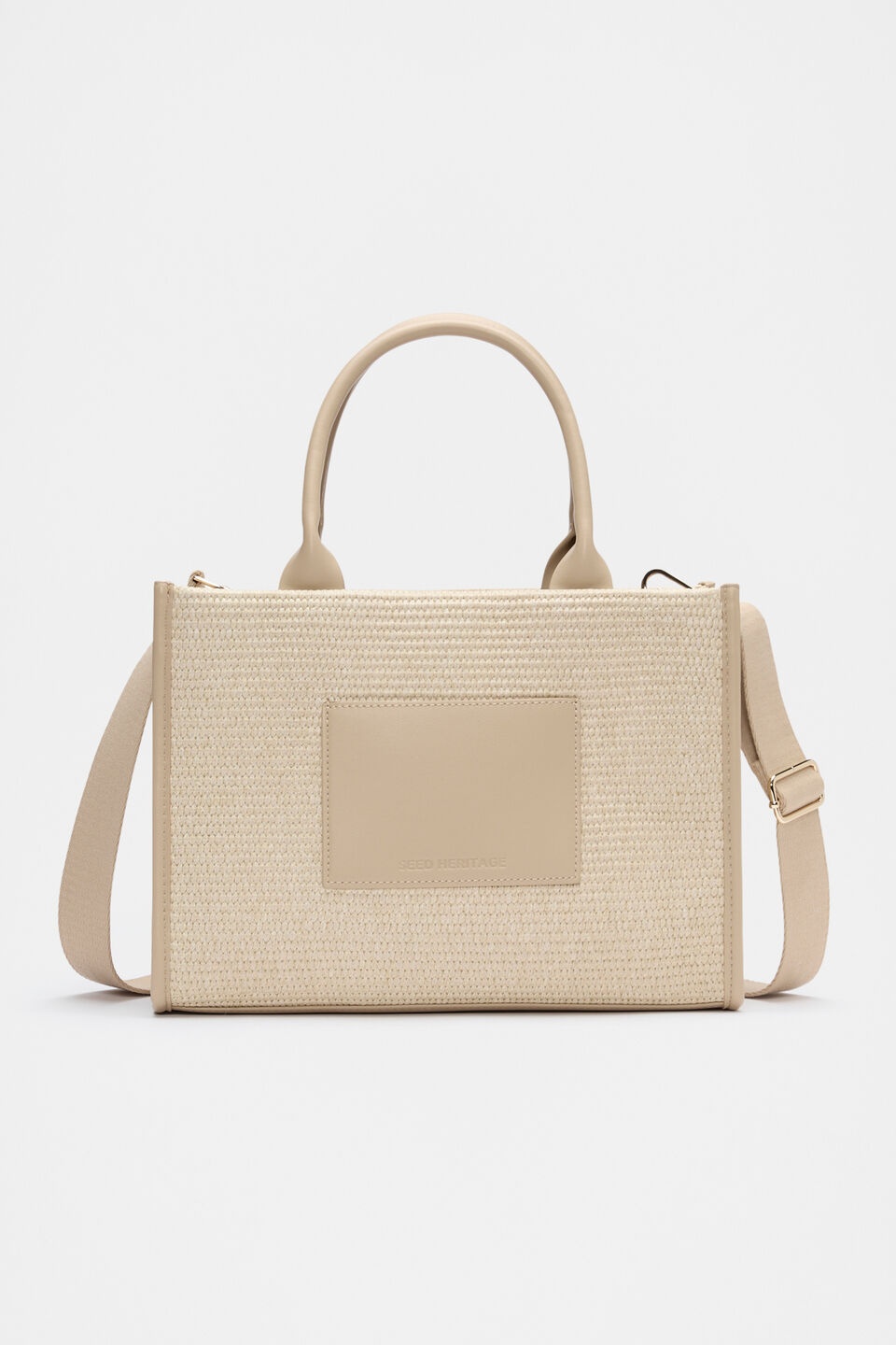 Structured Woven Mini Tote  Iced Latte