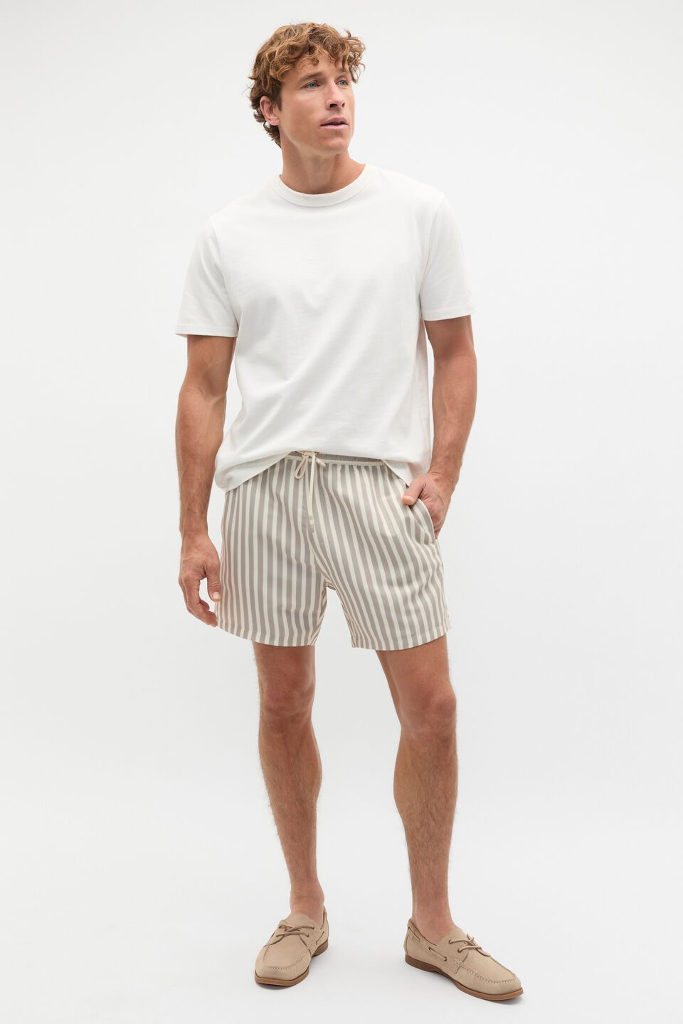 Stripe Swim Short  Almond
