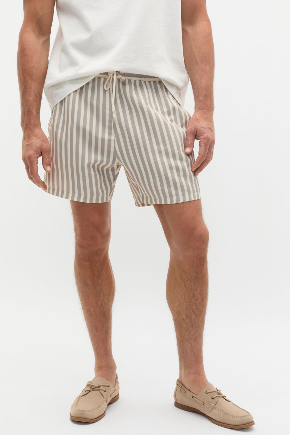 Stripe Swim Short  Almond