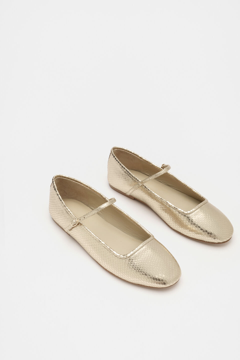 Kai Snake Embossed Ballet Flat  Soft Gold
