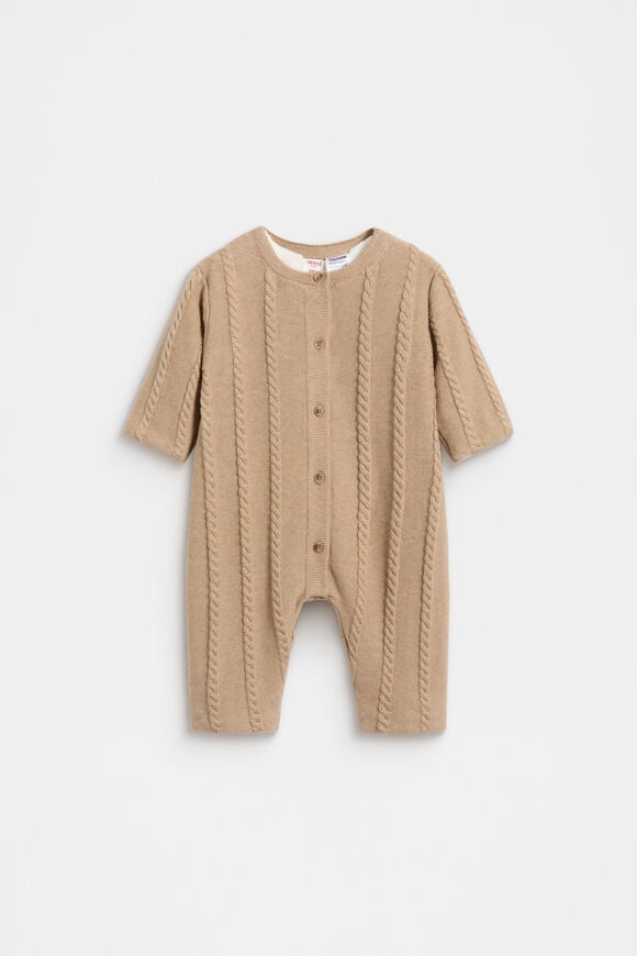 Cable Knit Coverall  Biscuit  hi-res