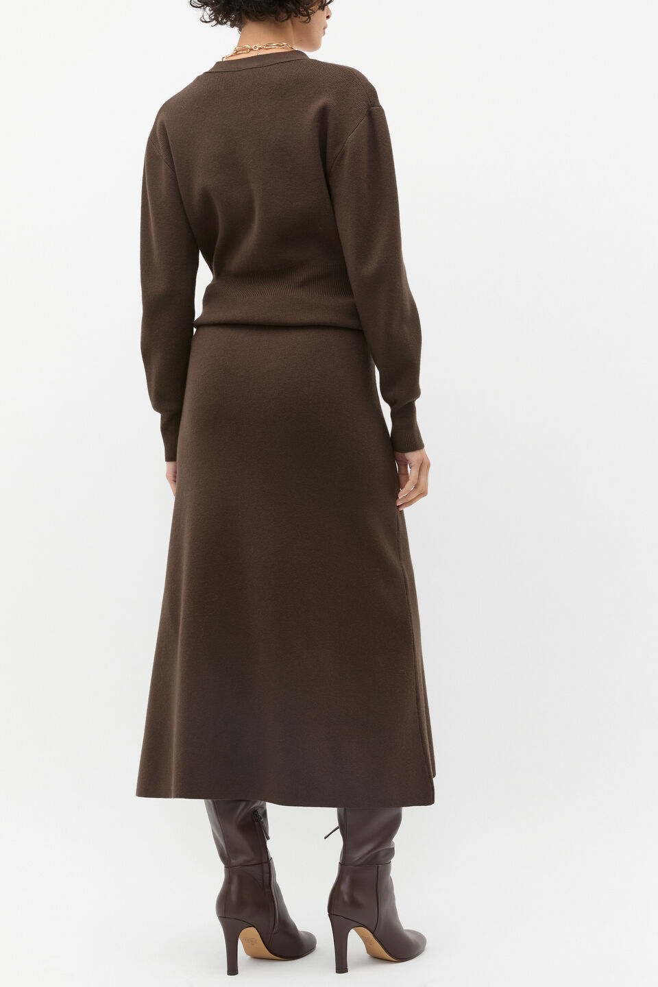 Fluted Knit Skirt  Dark Espresso