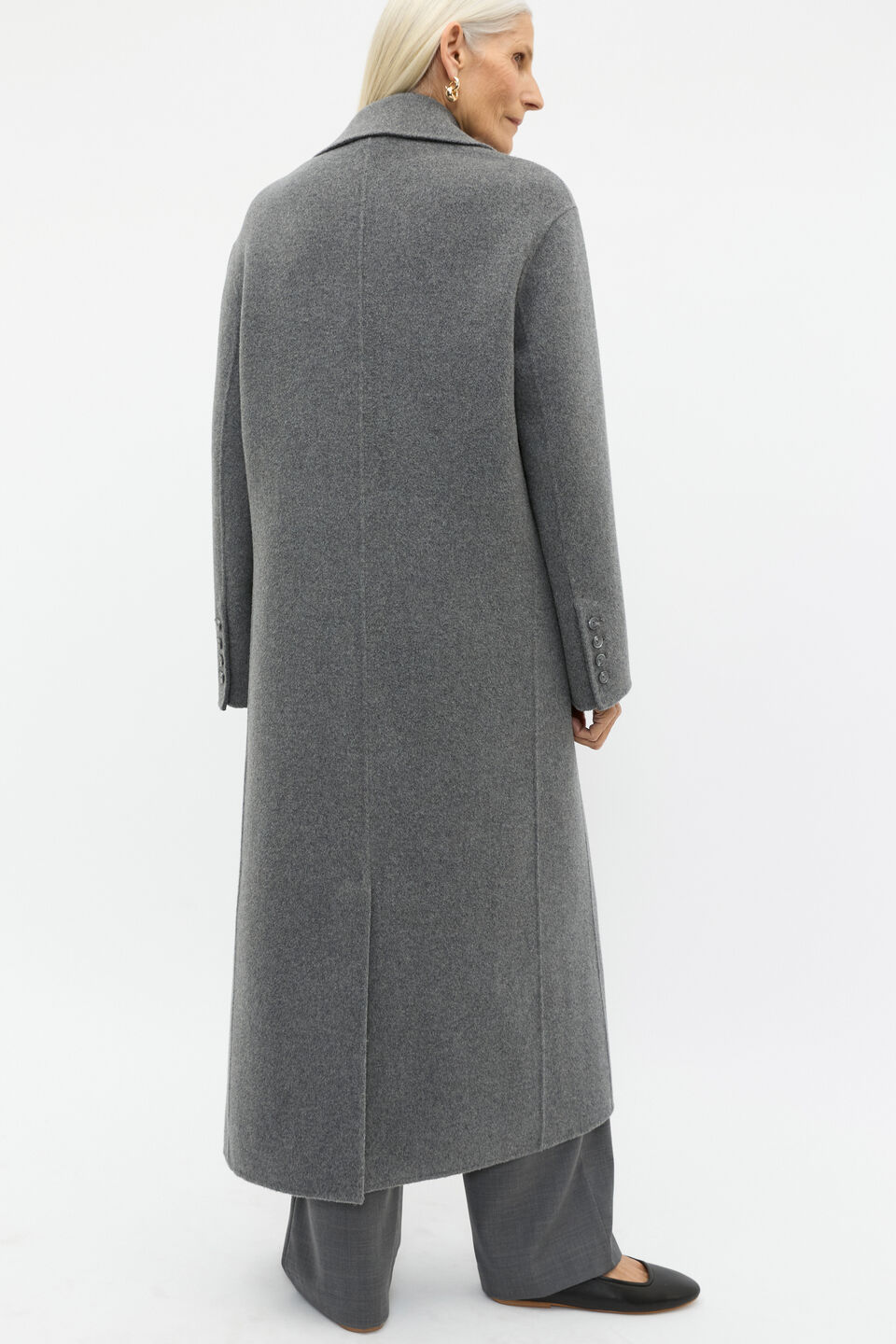 Wool Blend Boyfriend Coat  Charcoal Grey Marle