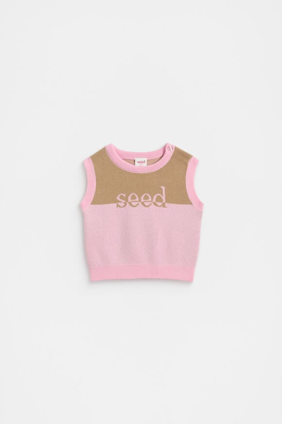 Logo Knit Vest  Petal Pink  hi-res