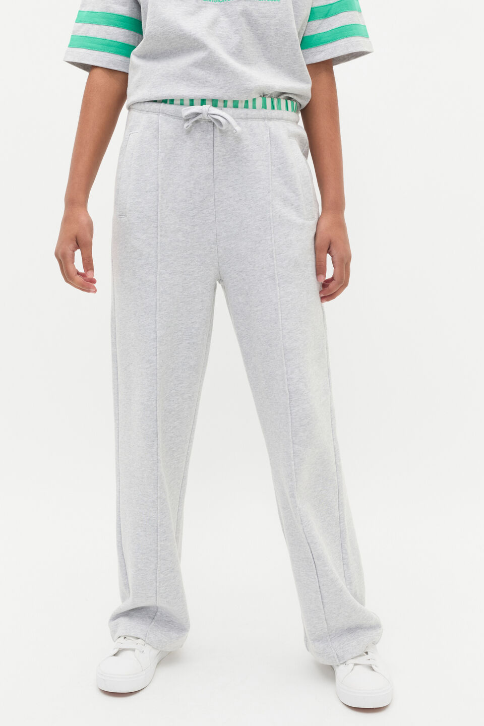 Pin Tuck Track Pant  Cloud Grey Marle