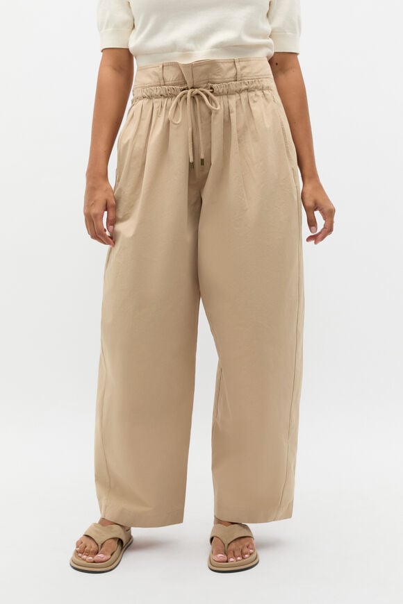 Double Waist Cotton Pant  Iced Latte  hi-res