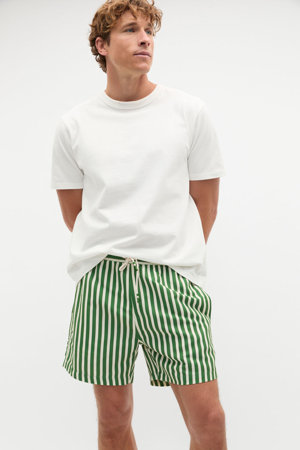 Stripe Swim Short  Pea Green