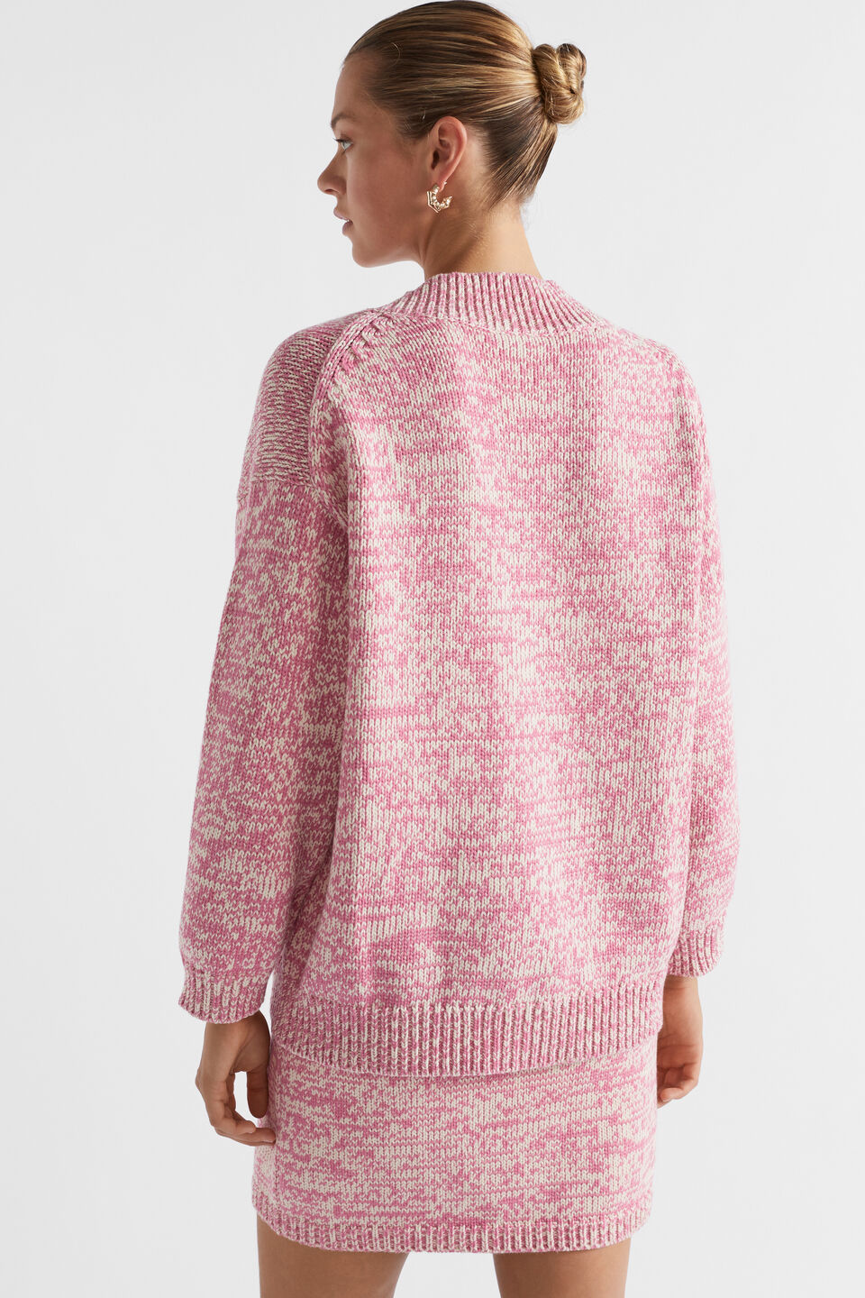 Cotton Twist Knit Cardigan  Rosewood Twist