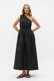 Linen One Shoulder Maxi Dress  Black  hi-res