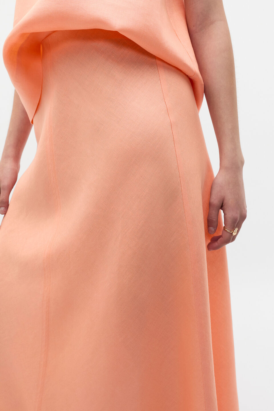 Core Linen Seam Front Skirt  Tangerine