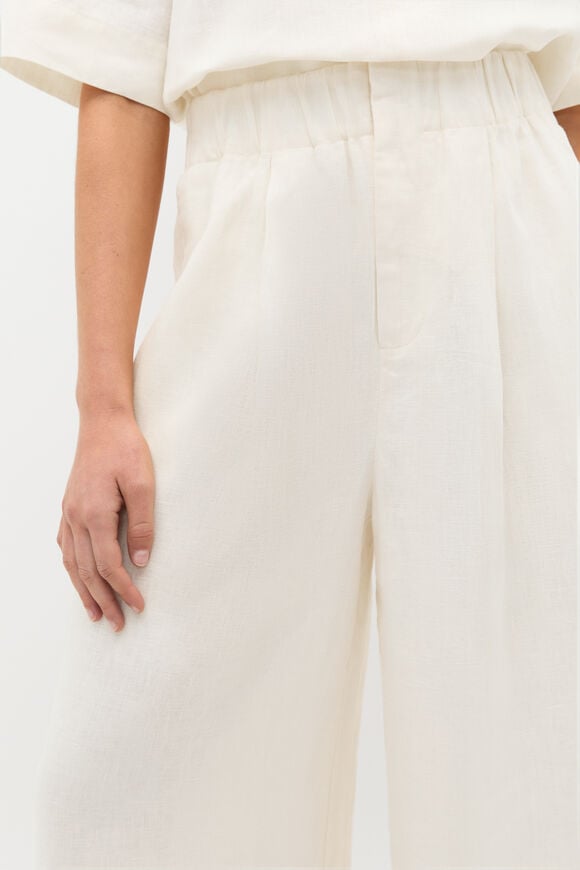 Linen Gathered Palazzo Pant  Buttercream  hi-res