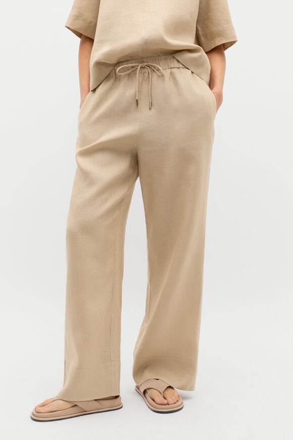 Core Linen Casual Tie Pant  Iced Latte  hi-res