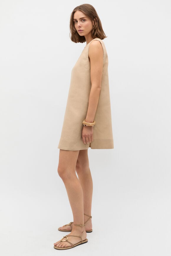 Linen A Line Mini Dress  Iced Latte  hi-res