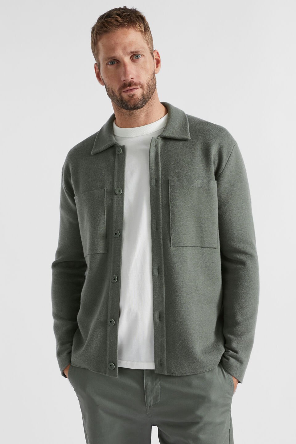 Knit Overshirt  Light Khaki