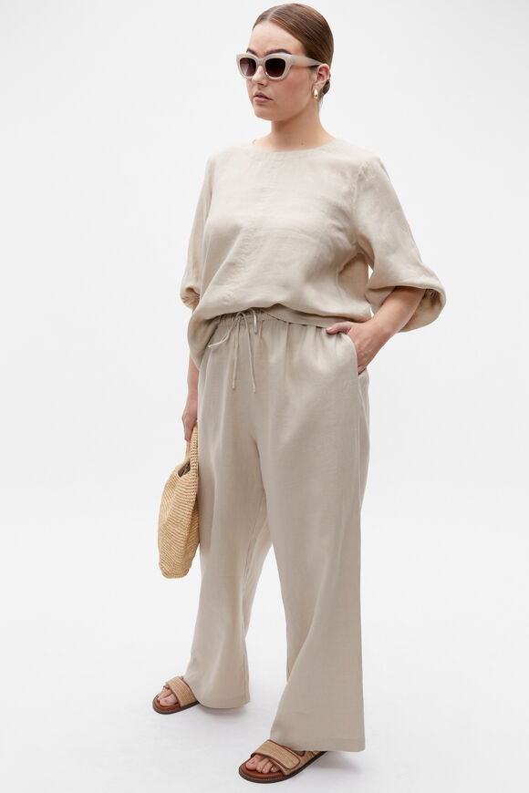 Core Linen Balloon Sleeve Top  Cool Sand  hi-res
