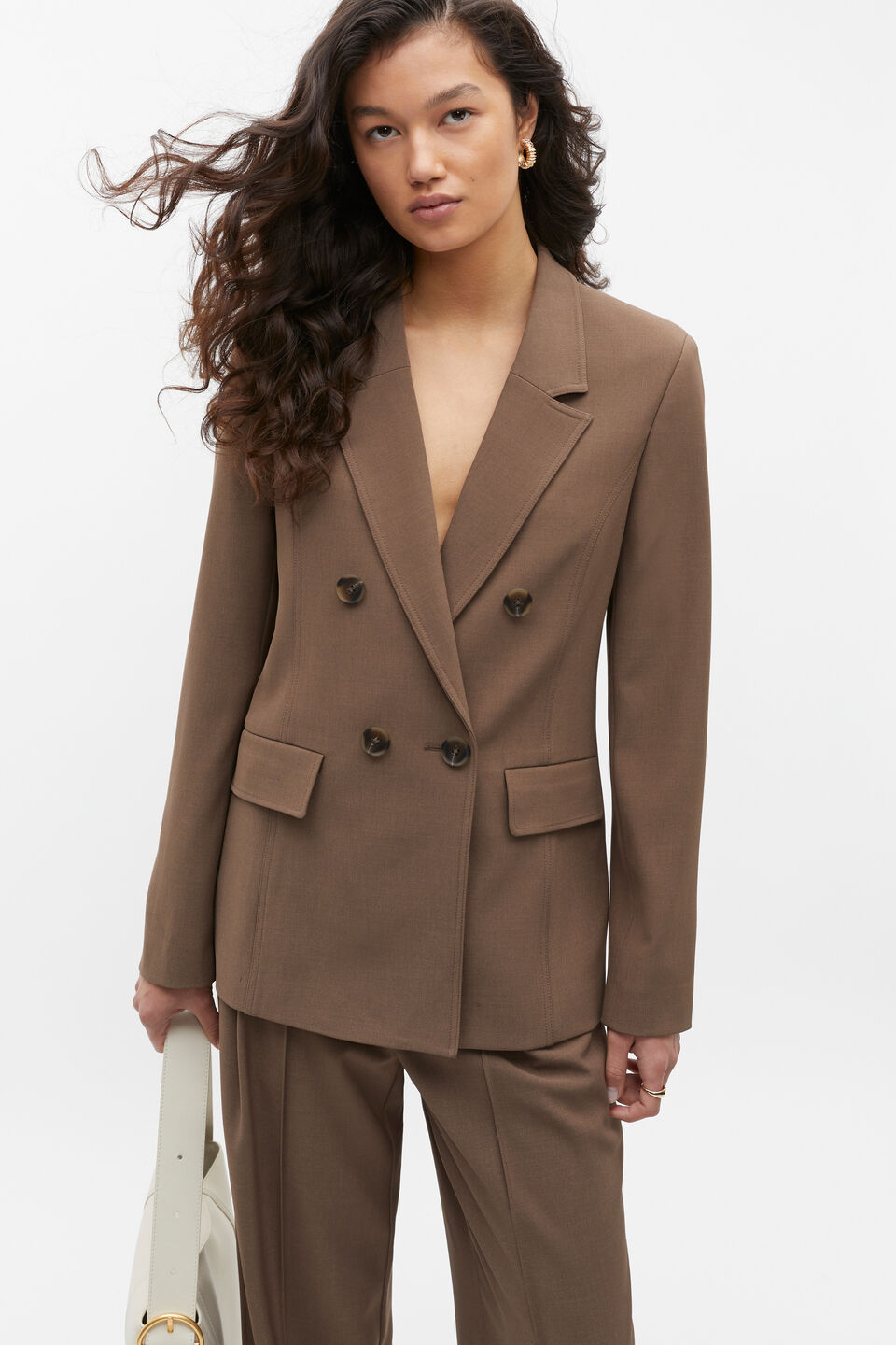 Button Detail Blazer  Affogato