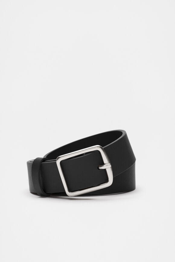 Abby Classic Leather Belt  Black Silver  hi-res