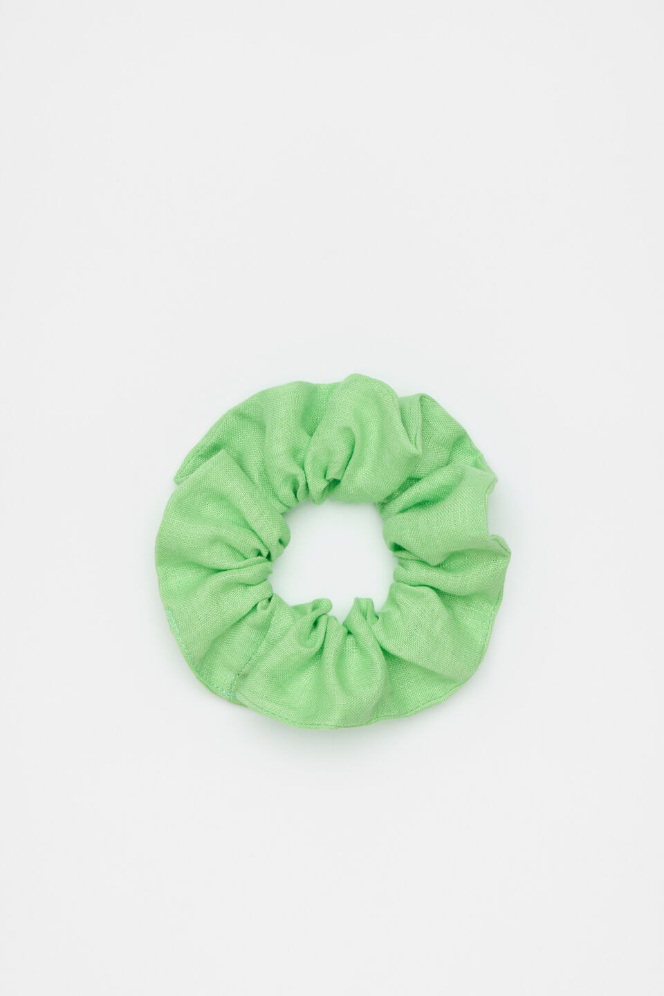 Linen Scrunchie  Green Apple