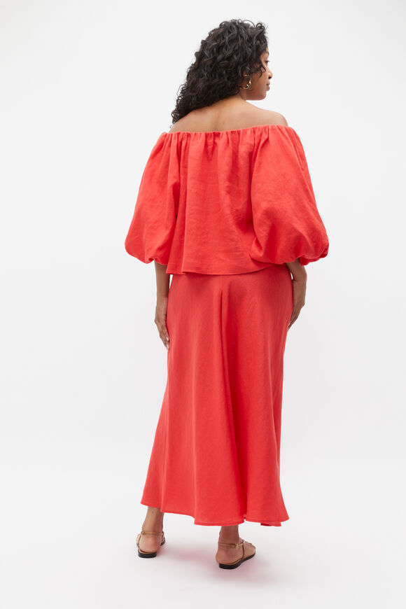 Linen Off Shoulder Top  Strawberry Red  hi-res