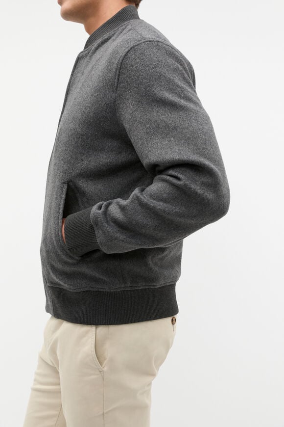 Wool Blend Bomber Jacket  Charcoal Marle  hi-res