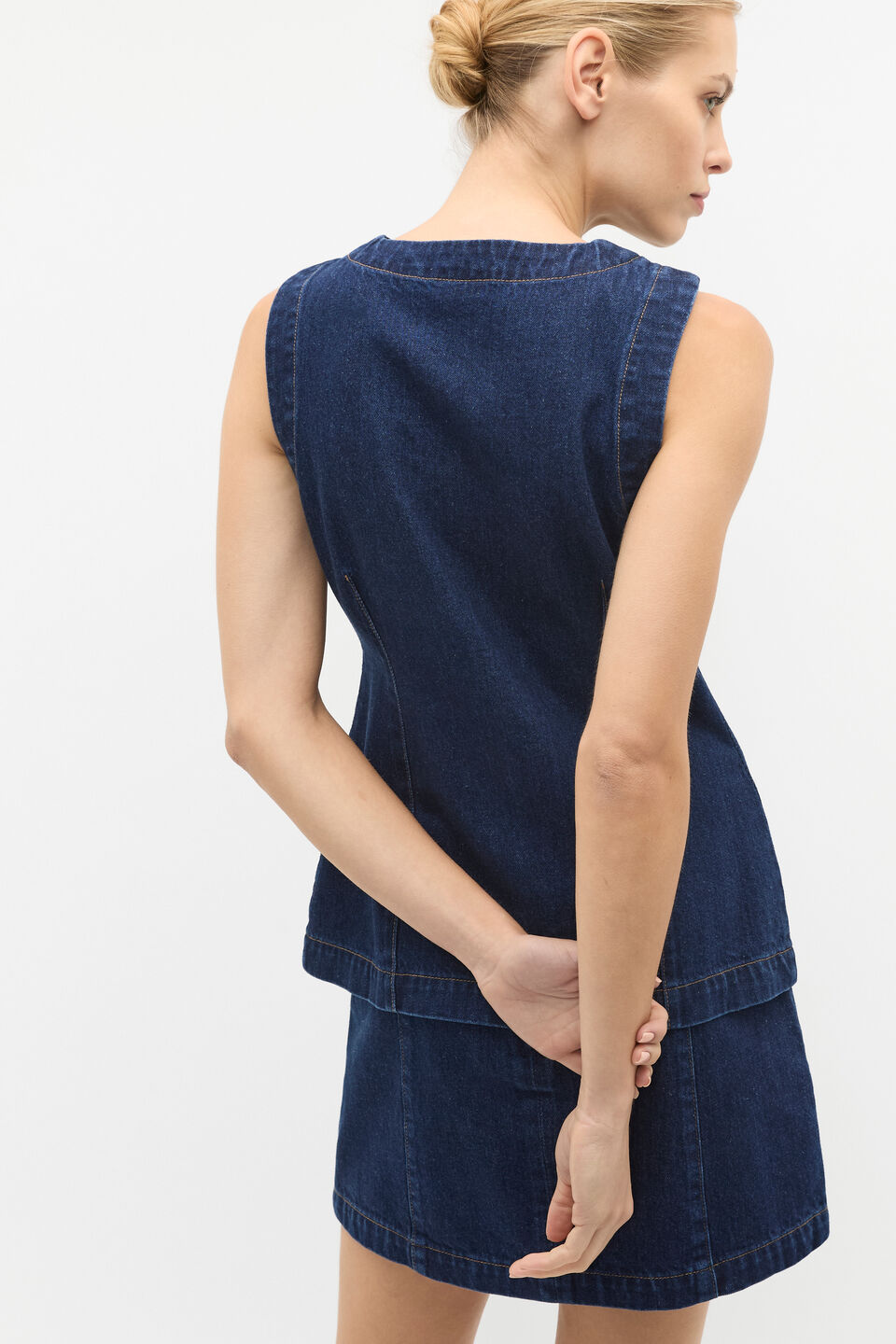 Denim Longline Vest  Twilight Blue Wash