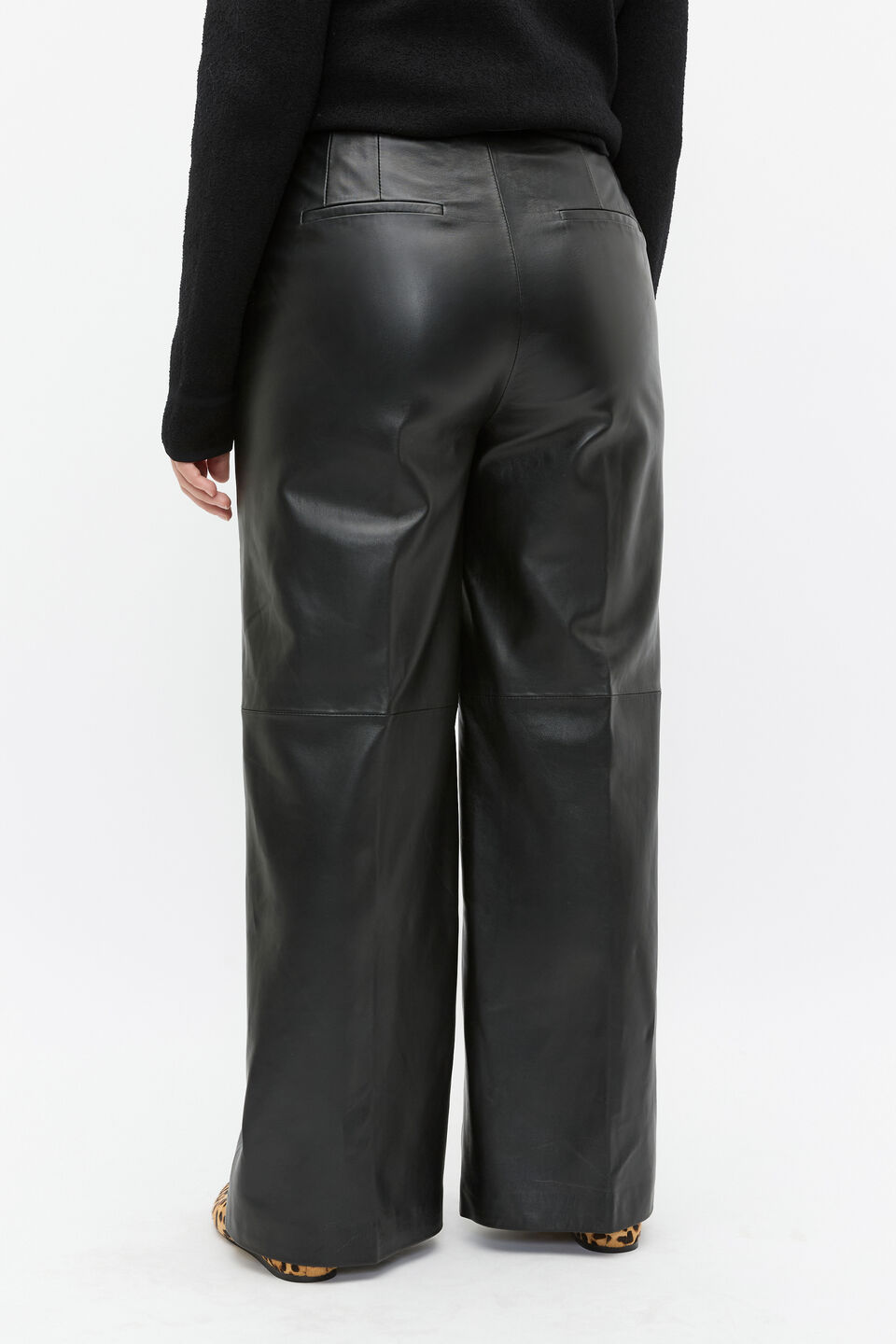 Leather High Rise Trouser  Black