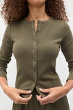 Rib Button Up Cardigan  Olive Leaf  hi-res