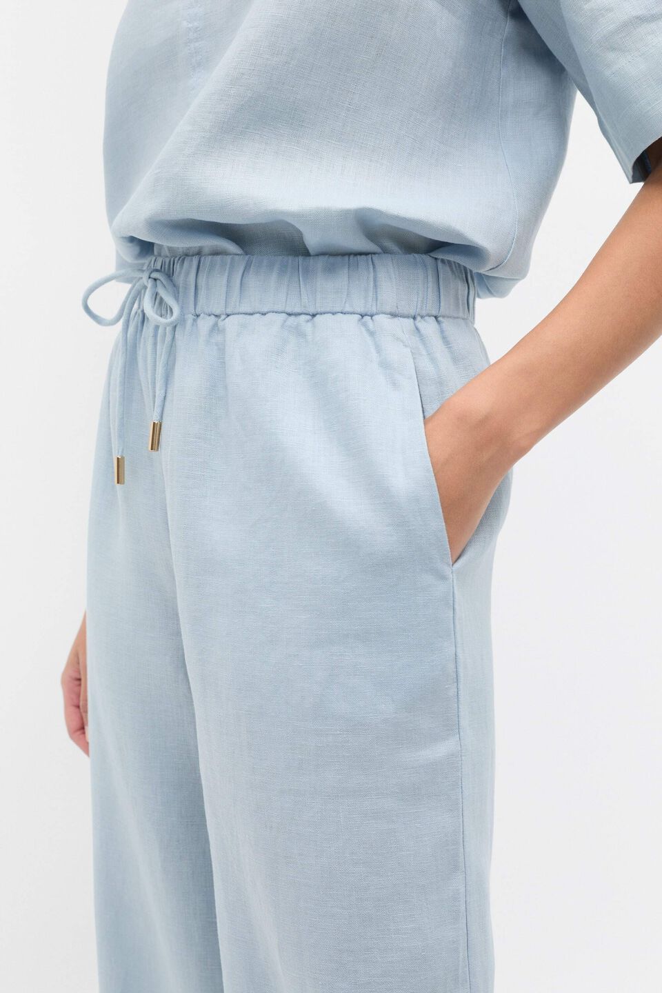 Core Linen Casual Tie Pant  Bluebell