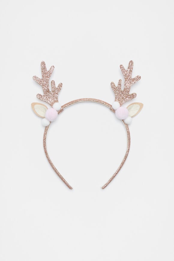 Glitter Reindeer Headband  Gold  hi-res