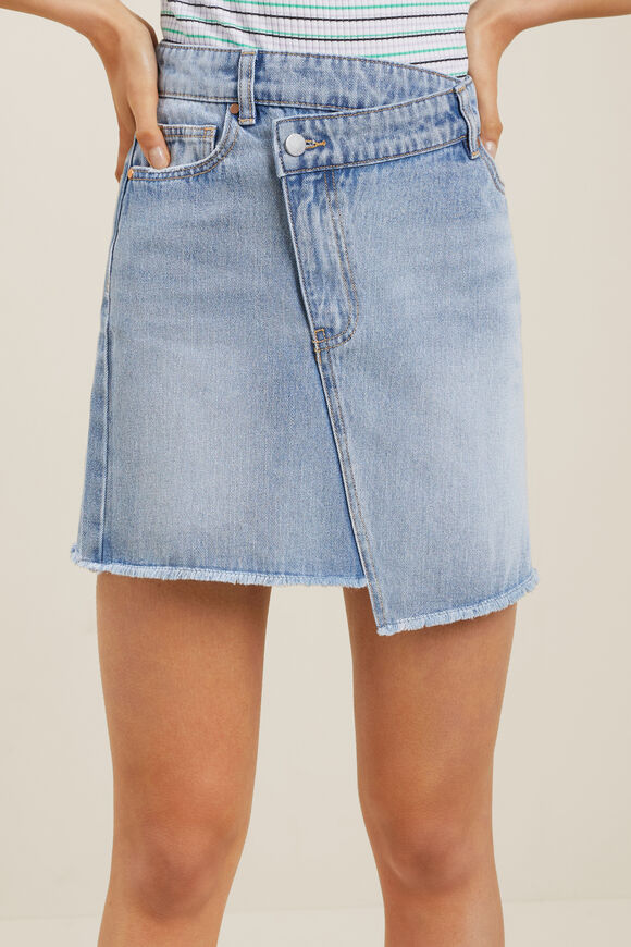 Asymmetric Denim Skirt  Light Wash  hi-res