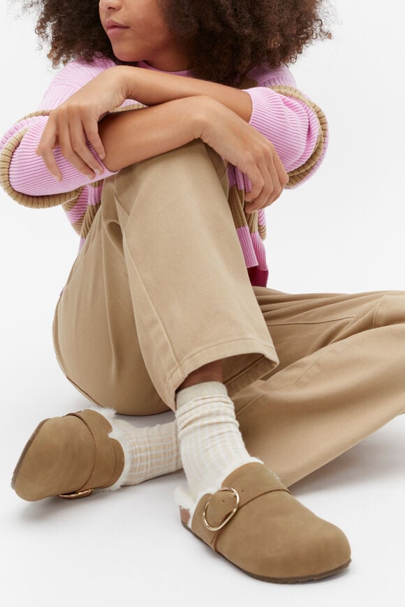 Fur Lined Clog  Tan  hi-res